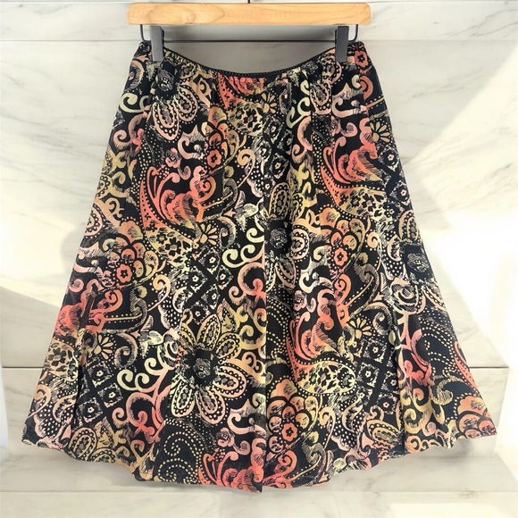 VTG JM Collection Colorful A-Line Skirt Knee-Length Paisley Floral Print Sz 6 - Picture 1 of 8